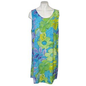 JAMS WORLD Womens Sleeveless Floral Sheath Mini, Tunic, Pacific Breeze, Size XL